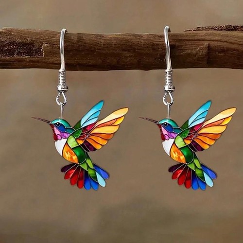 Acrylic hummingbird earrings - acrylic,